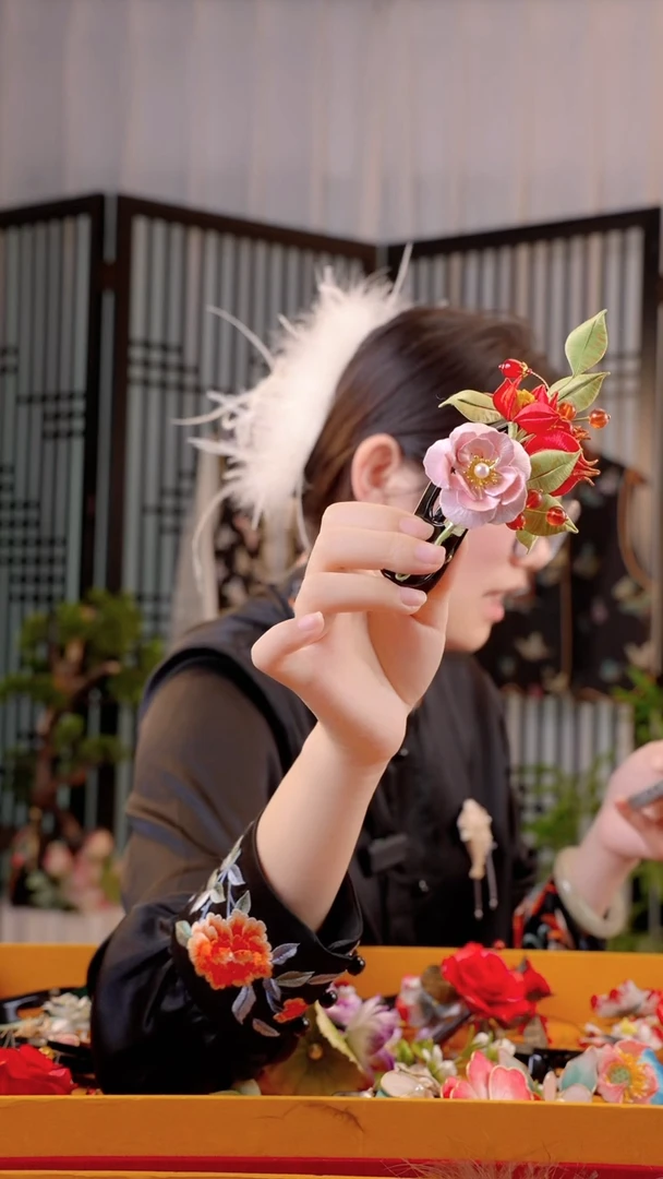 刺绣一****儿非遗苏绣绒花手工饰品