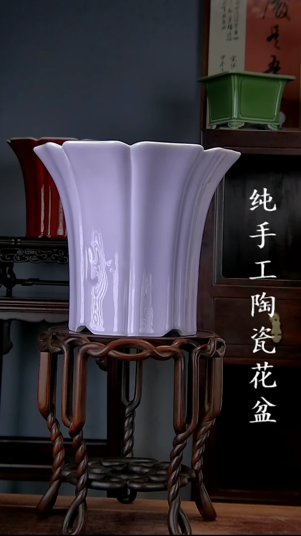 盛***箱景德镇陶瓷手工花盆