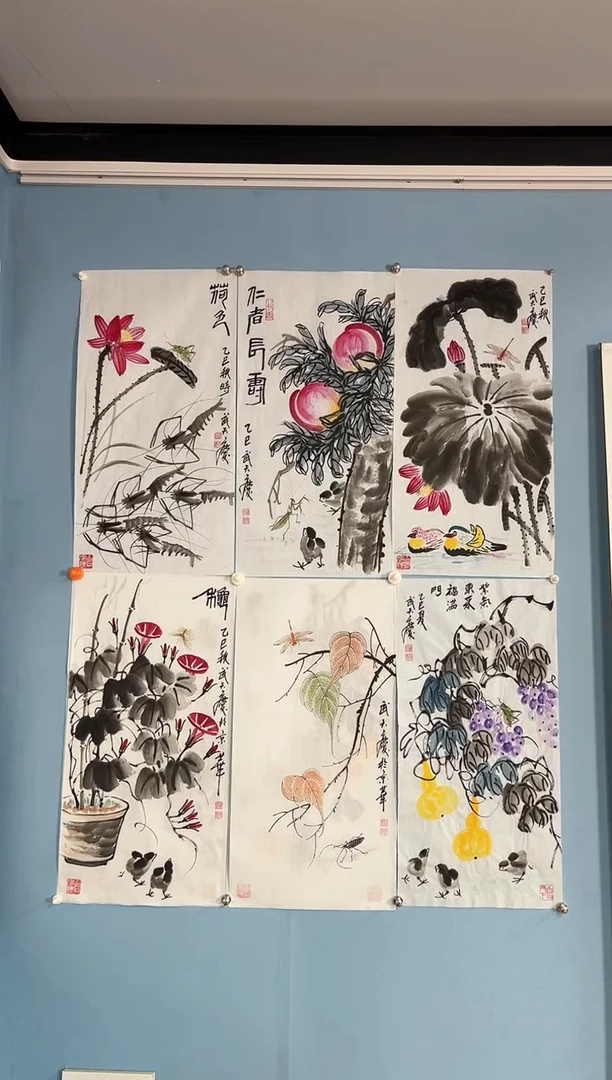 国画热****生武天庆老师六条屏