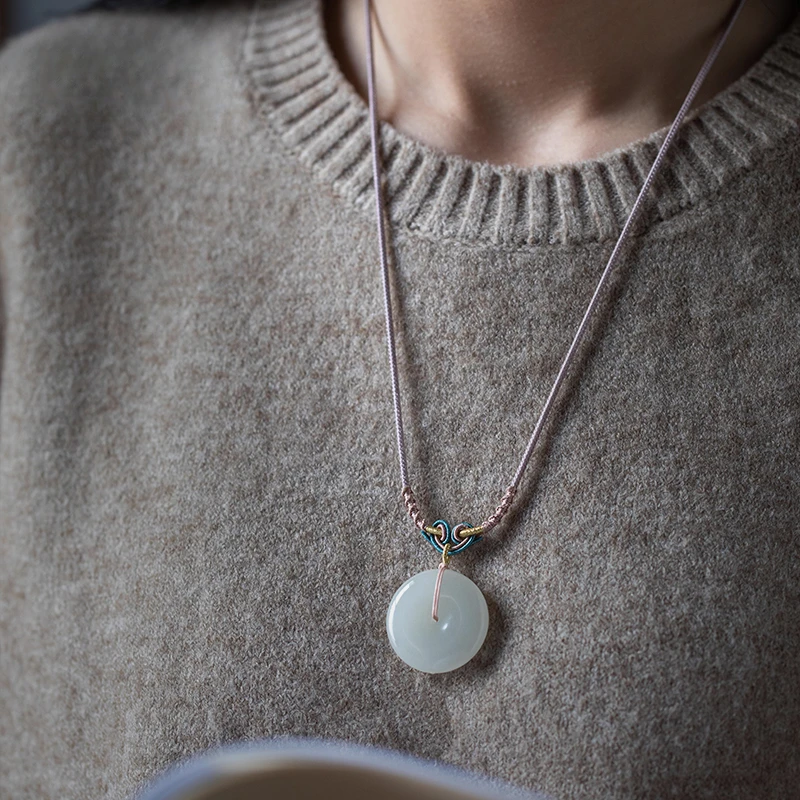 玉石手工玉坠编织绳项链绳子如意结平安扣玉佩吊坠绳项链挂绳高级