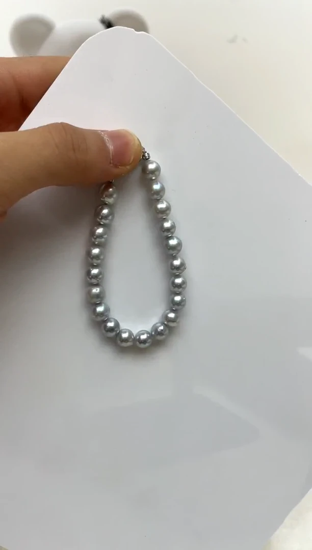 银S925镶嵌手绳海水珍珠7.5-8
