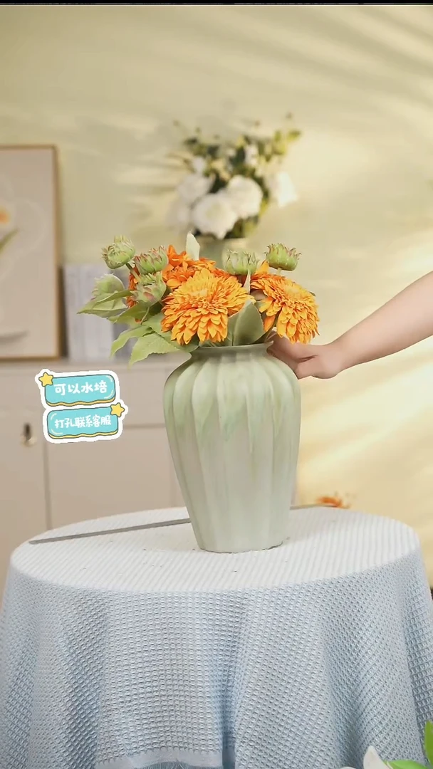 绿野仙踪八角瓶景德镇高端陶瓷花瓶家居水培插花瓶