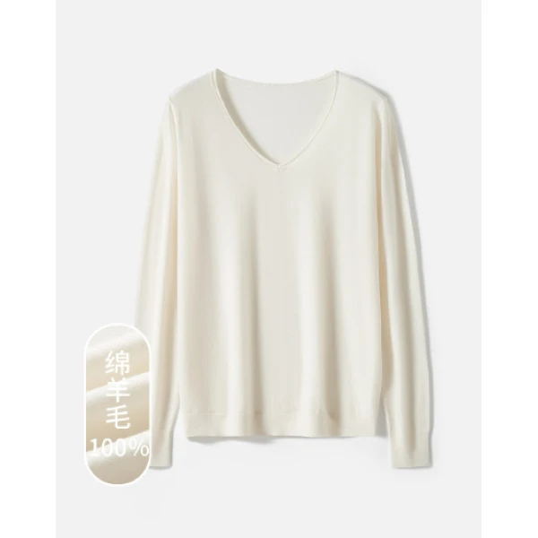 100%绵羊毛V领打底气质女式羊毛衫25DAK1574