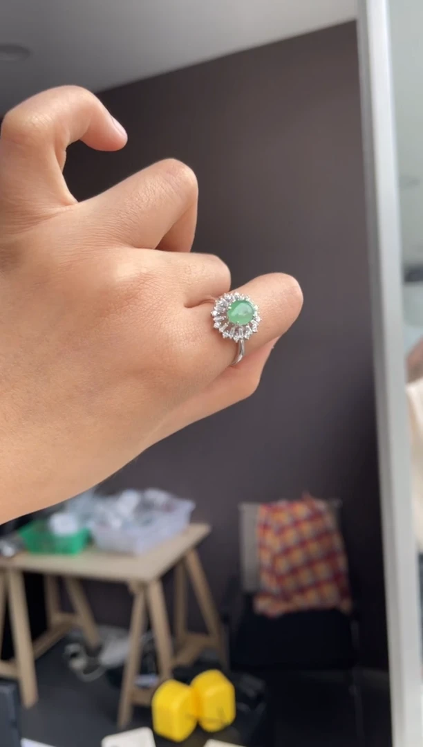 吊坠(不含链)银S925镶嵌翡翠天然缅甸A货翡翠