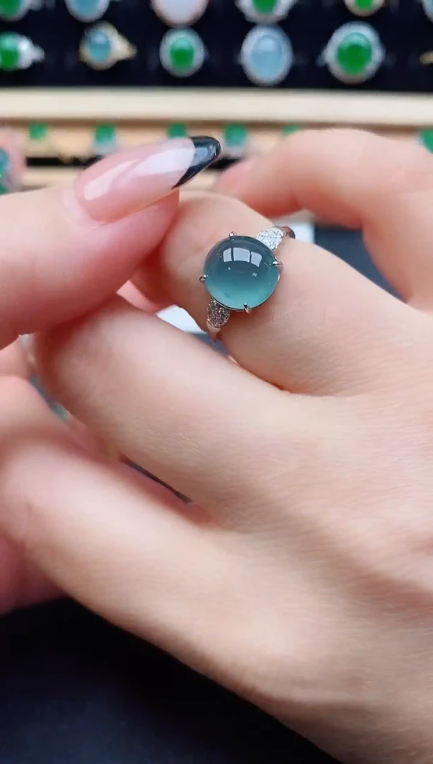 翡翠戒指银S925镶嵌000