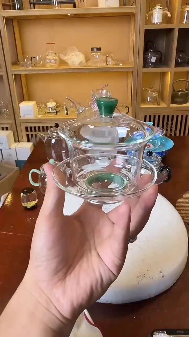 茶杯紫砂随玉盖碗绿