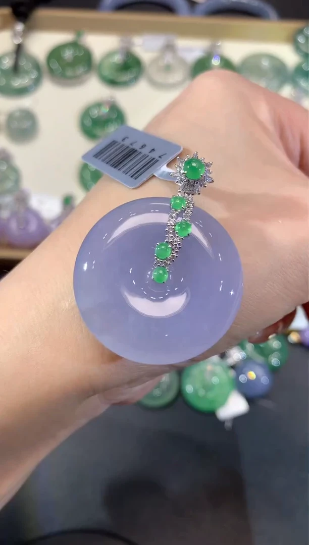 吊坠(不含链)18K金镶嵌翡翠103-扣子（多样性发货一件