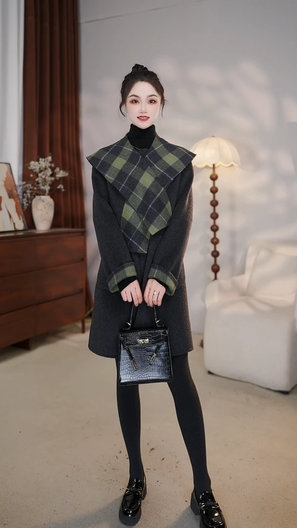 DYD25M1001 双面羊绒大衣外套女中长款绵羊毛2025秋季新款气质