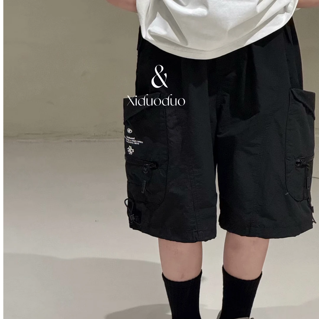 玺哆哆2025夏季新款韩版宽松男童工装休闲中裤