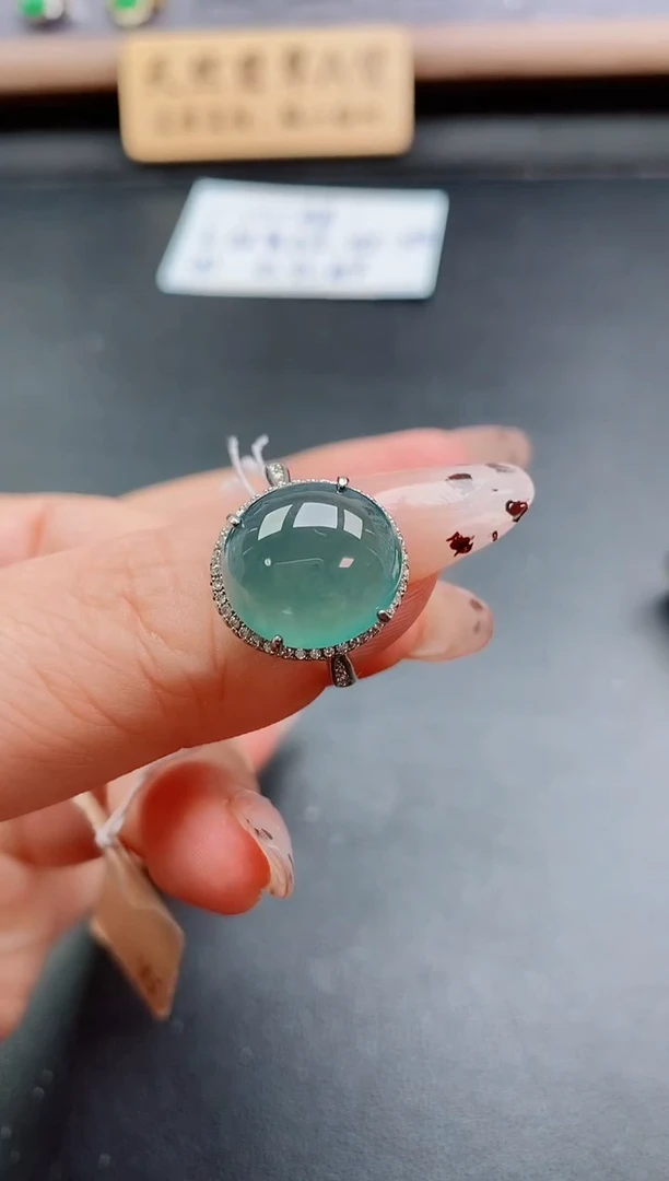 银S925镶嵌戒指翡翠1