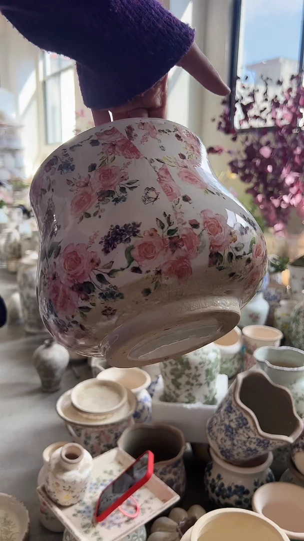 【闪购商品】陶瓷花盆高18cm内口10cm