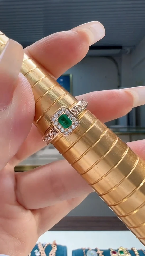 【闪购商品】祖母绿戒指18K金镶嵌祖母绿戒指K红（14）