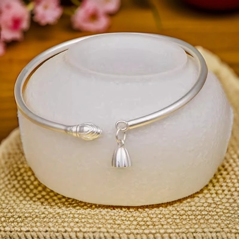 足银手镯 【A843】13g999.9古法两世欢手镯古风实心经典传承单圈