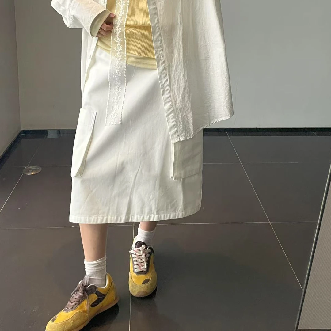 百搭口袋直筒半身裙