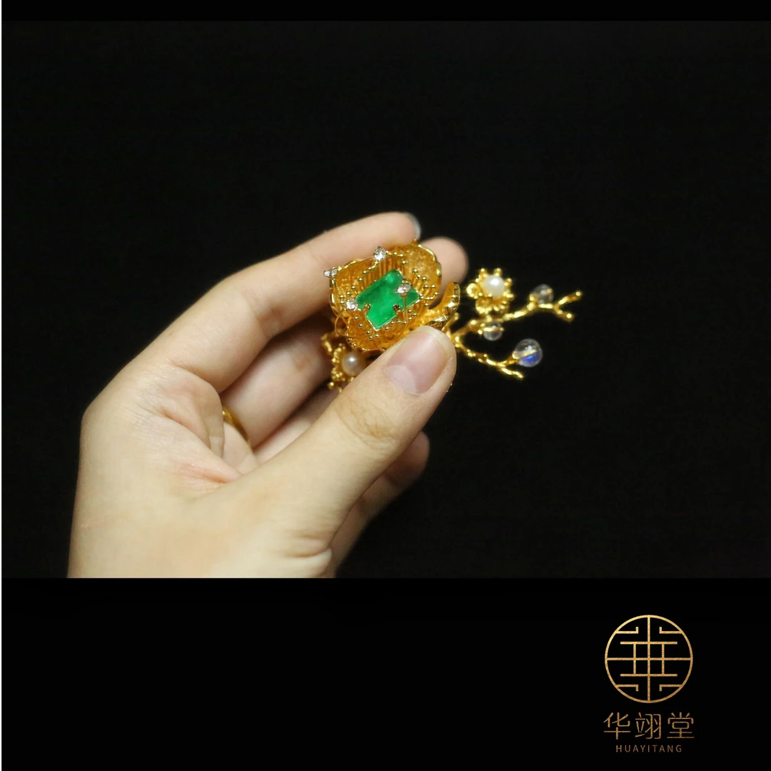 铜合金胸针 华翊堂原创设计新中式汉服绿野星河胸针