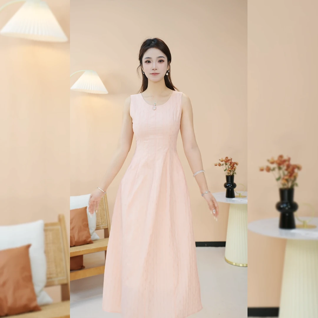 Jesbel法式气质提花连衣裙2025新款无袖收腰裙子初恋风D2529688