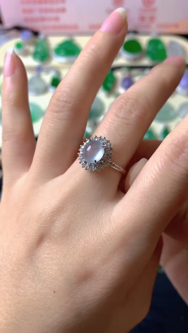 银S925镶嵌戒指翡翠m****儿戒指