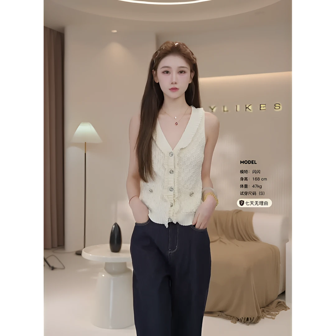 【LILYLIKES】V领针织衫设计感纯欲风无袖漂亮上衣