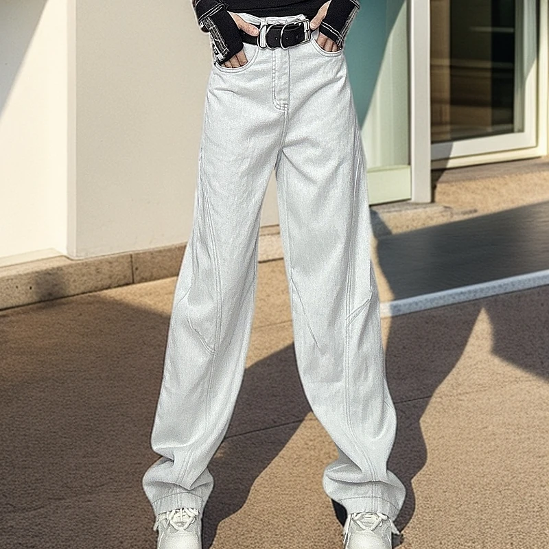 欧货潮牌阔腿裤女夏季2025新款高街显瘦拖地裤宽松显瘦牛仔裤长裤