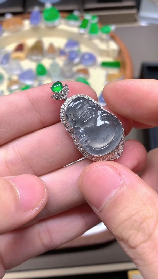 【闪购商品】翡翠颈饰18K金镶嵌挂件