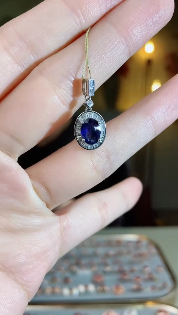 颈饰蓝宝石银S925镶嵌颈饰