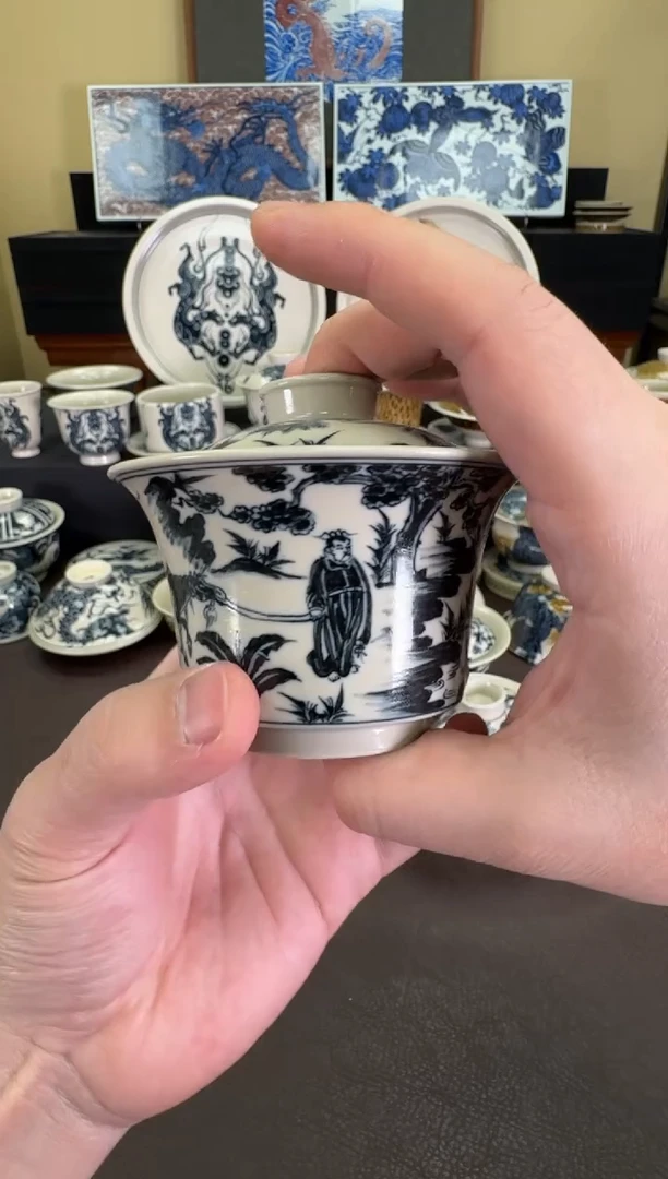 【闪购商品】二号釉萧何月下追韩信盖碗