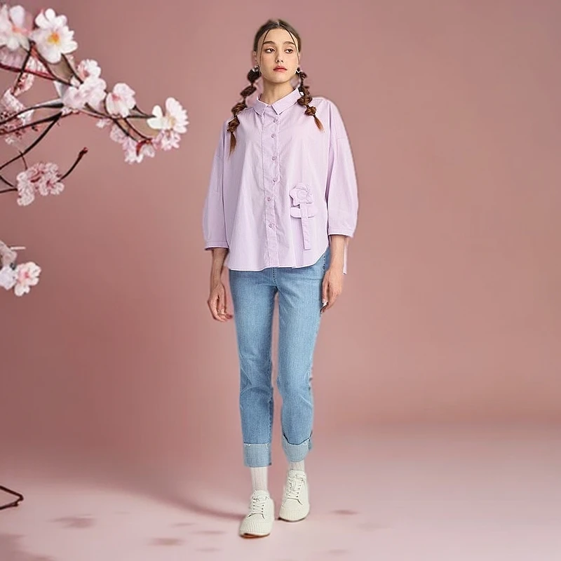 【水淼】0718纯色大码宽松衬衫