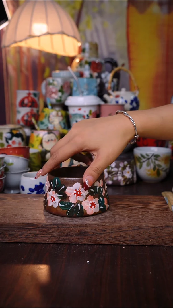 杯子陶泥垚手作 景德镇手工手绘陶瓷器物