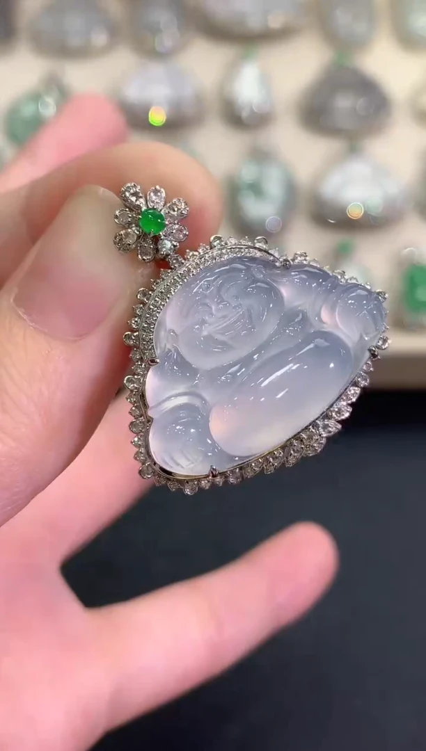 吊坠(不含链)18K金镶嵌翡翠冬日珠宝W96