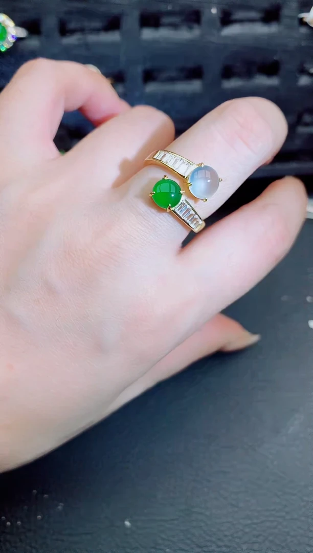 翡翠戒指银S925镶嵌天然a货翡翠271