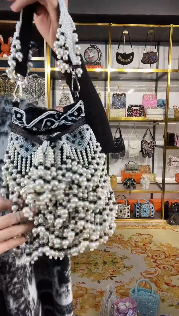 织物珠韵恒泽重工串珠手提包