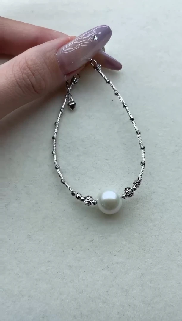 银S925镶嵌淡水珍珠手链45