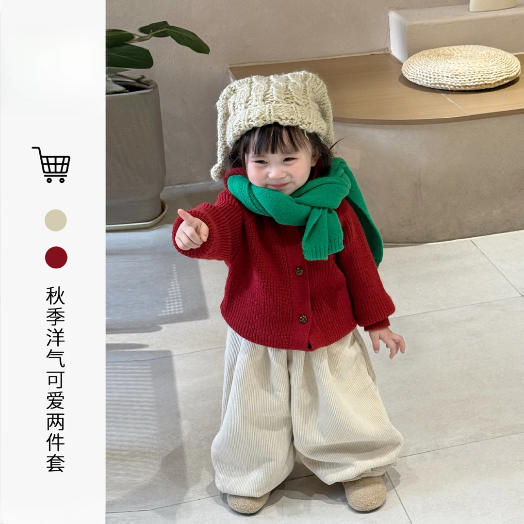 女童秋季套装针织外套洋气休闲裤秋装一岁女宝宝衣服秋冬毛衣裤子
