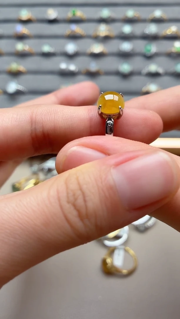 银S925镶嵌戒指翡翠1