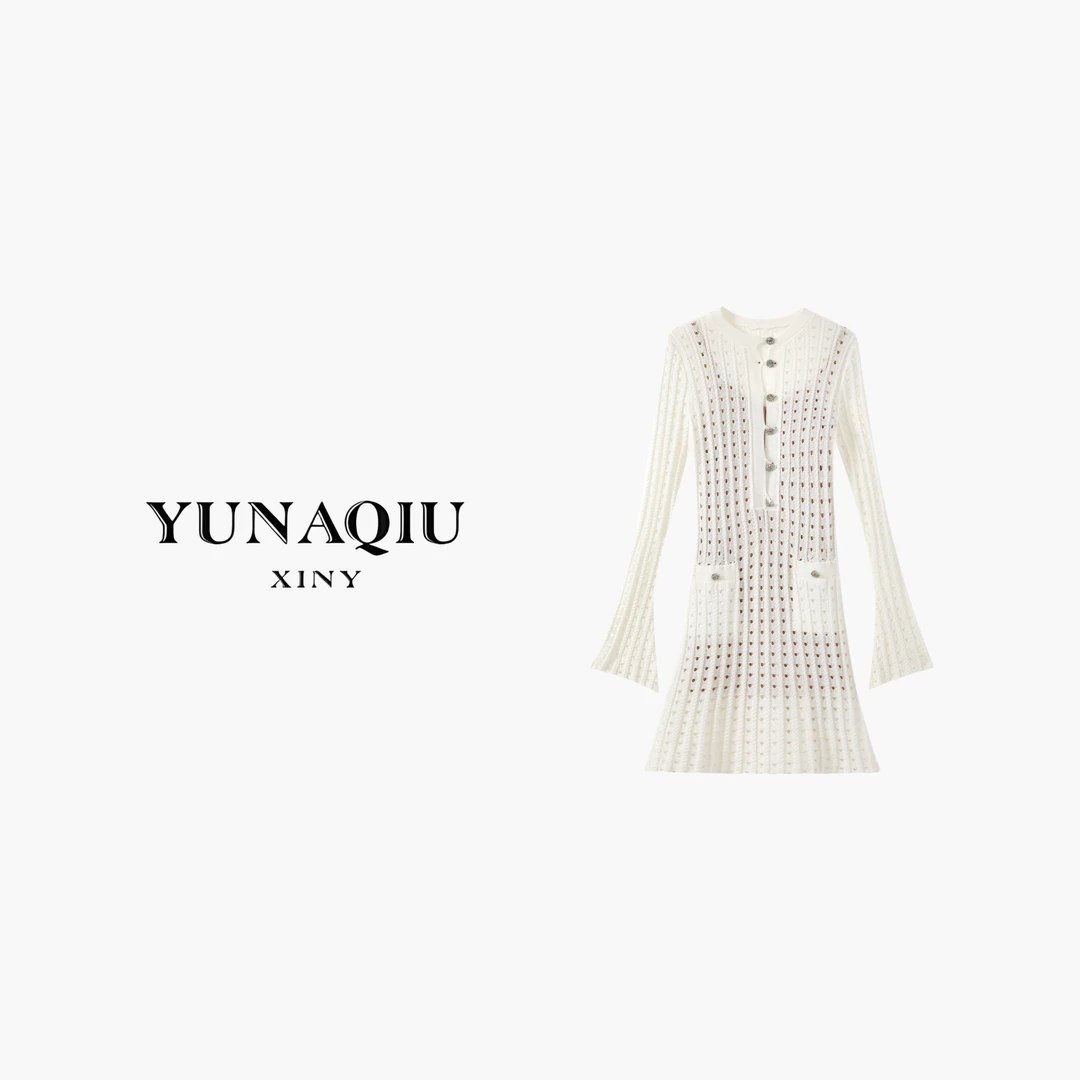 YUNAQIU 小香风气质时尚春季设媛针织裙-9219