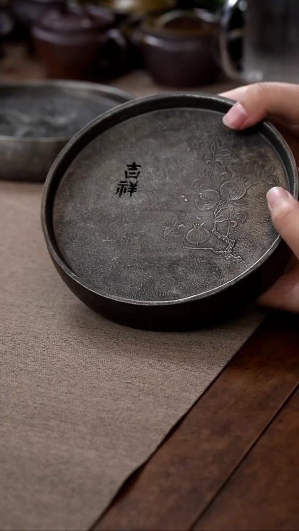 茶壶紫砂吉祥锡盘