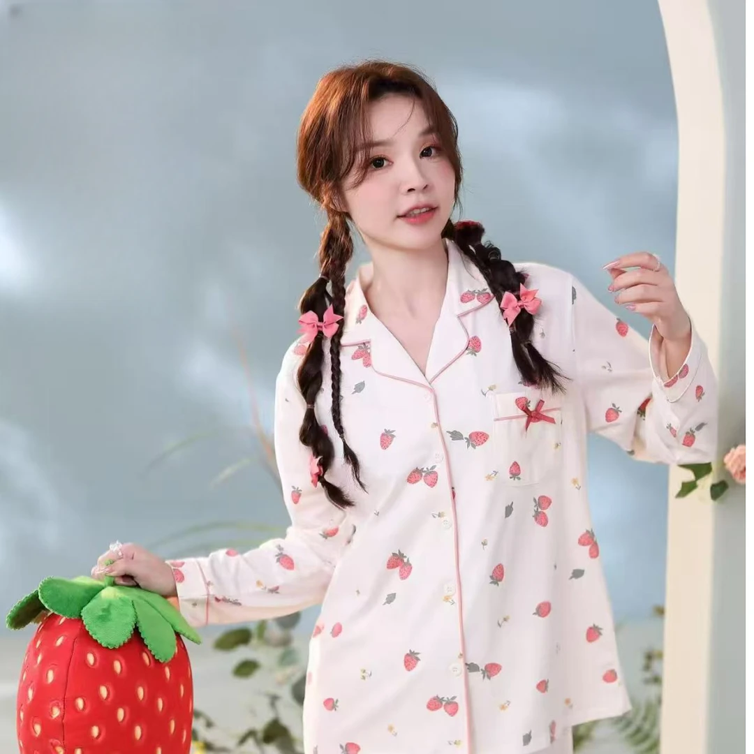 XK女士春秋长袖舒适透气家居服睡衣套装