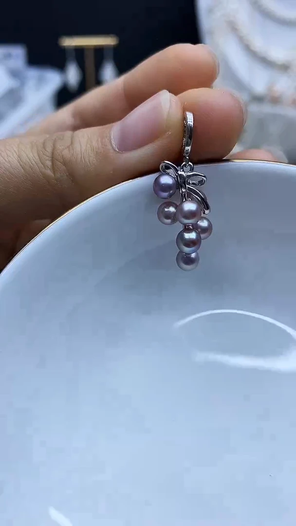 吊坠(不含链)银S925镶嵌淡水珍珠吊坠