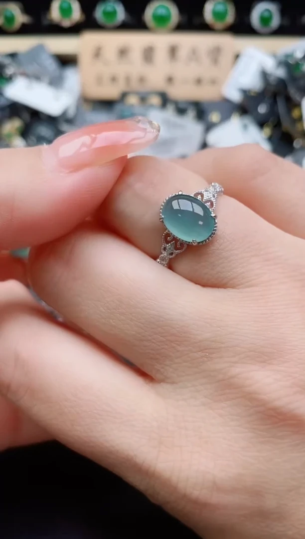 银S925镶嵌戒指翡翠1