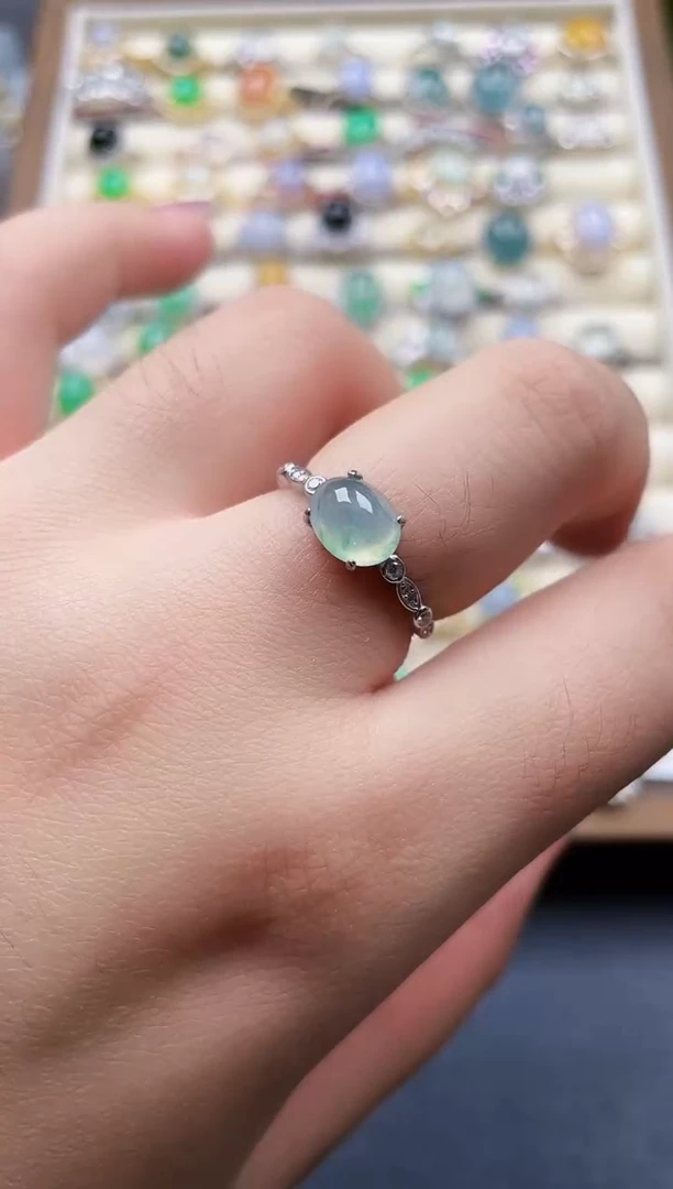 银S925镶嵌戒指翡翠1