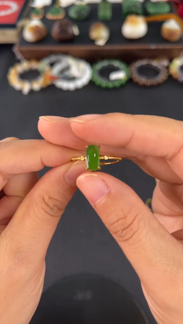 和田玉银S925镶嵌颈饰戒指