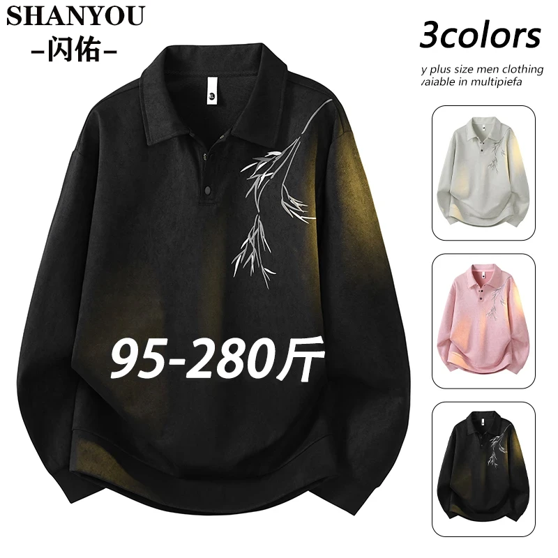 国潮Polo衫男士长袖T恤2025春秋李新款中国风大码男装翻领上衣服