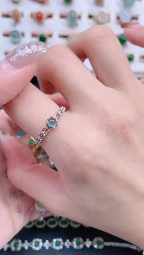 银S925镶嵌戒指翡翠天然翡翠