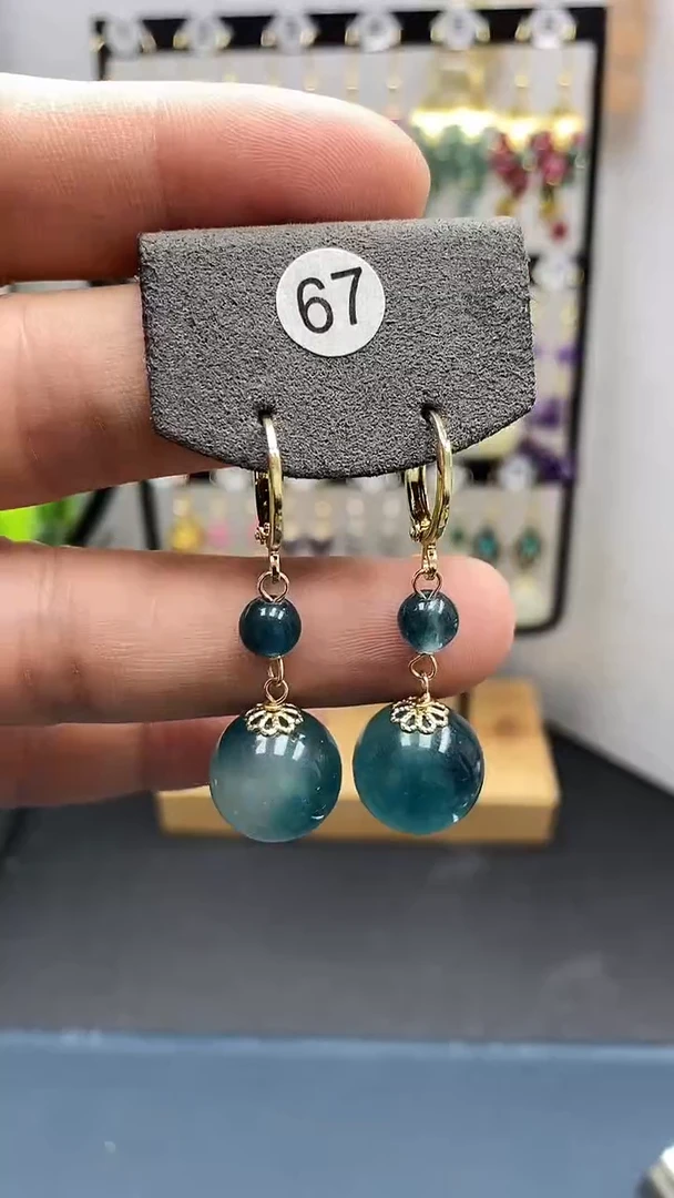 【闪购商品】翡翠耳饰银S925镀金镶嵌尺寸14mm耳扣99