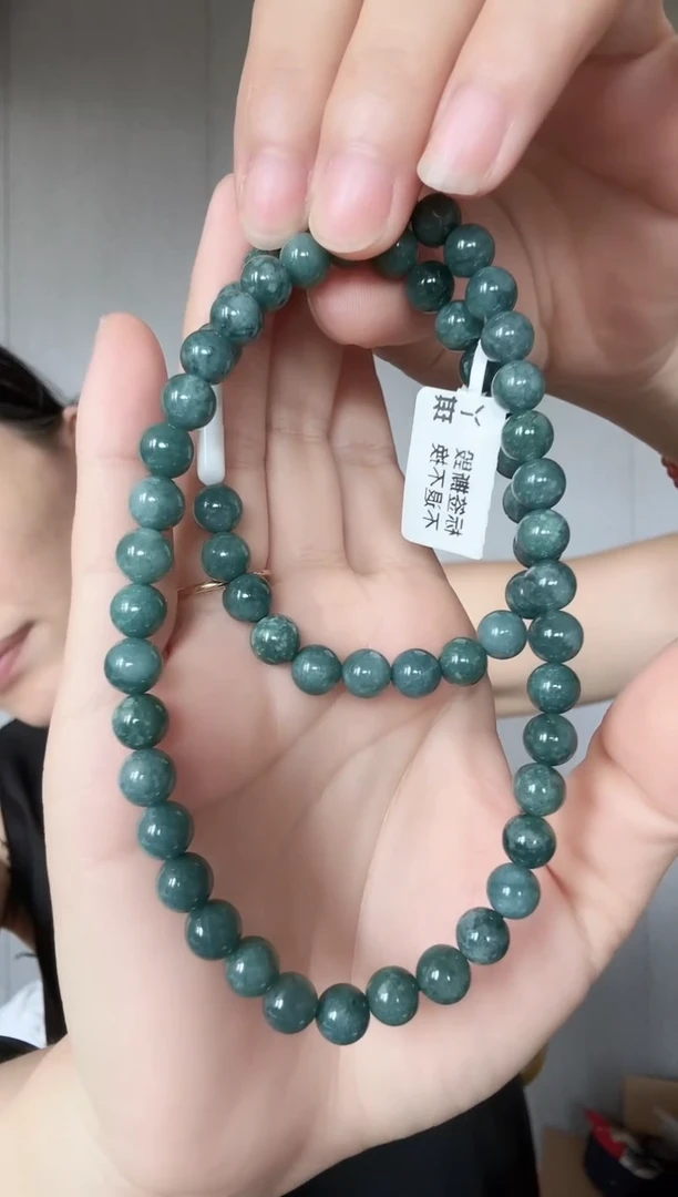 翡翠未镶嵌颈饰翡翠A货珠链卡7.5-8MM左右