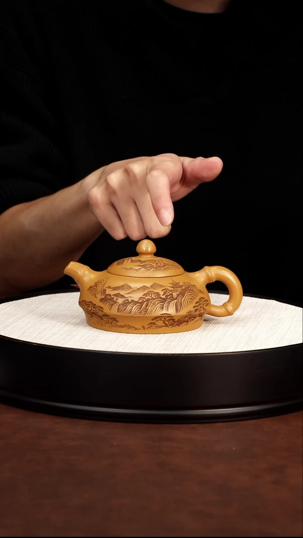 茶壶紫砂竹节乳瓢 龙骨金砂 朱志远