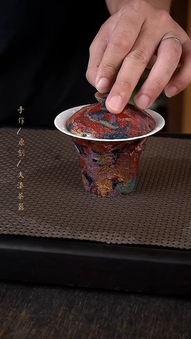 大漆盖碗368小康茶器
