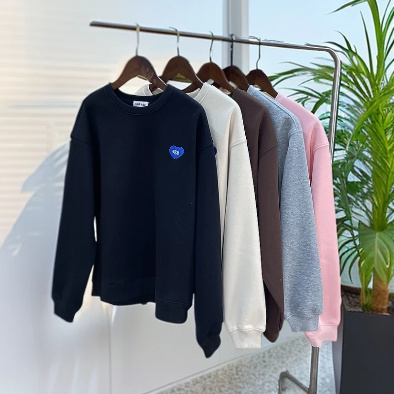 秋冬新款爆款加绒卫衣男女同款字母刺绣套头休闲运动时尚套装