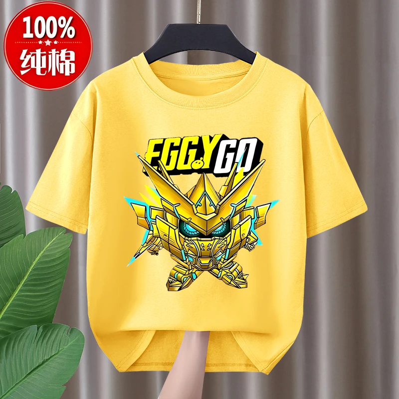 蛋仔派对机甲儿童短袖T恤夏季新款高档男女童纯棉上衣半袖体恤潮