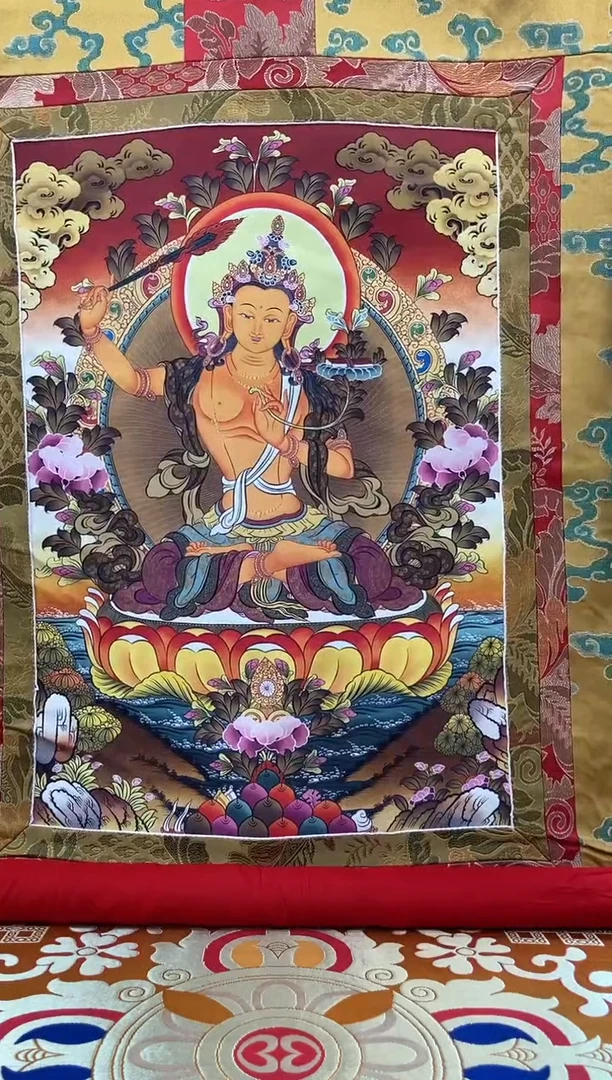 卷轴画1.3金色龙布  文殊 304